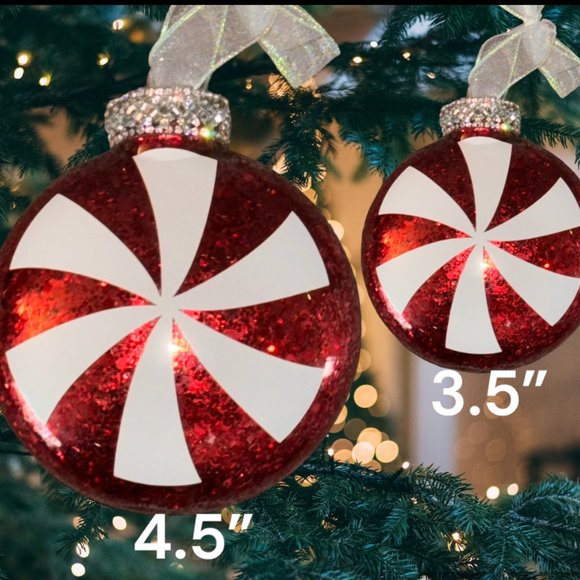 Peppermint Candy Glitter Handmade Christmas Tree Ornaments, Sparkling Crystals - Picture 3 of 16